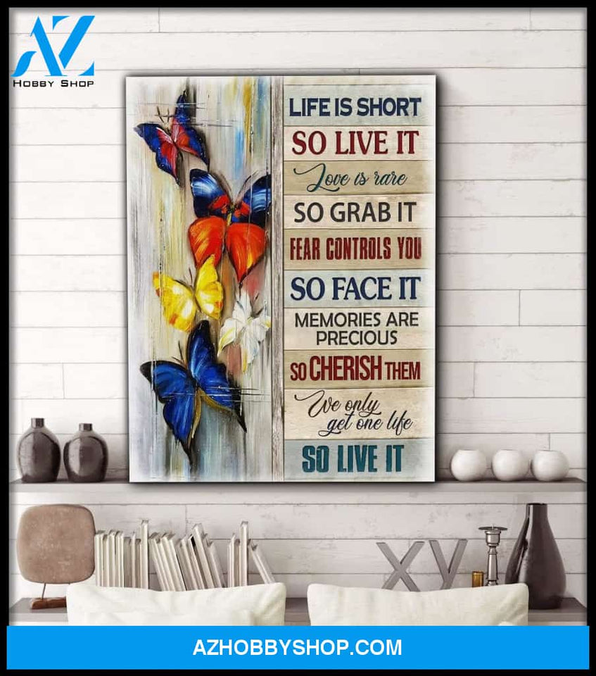 Zalooo Life Is Short Butterfly Wall Art Canvas