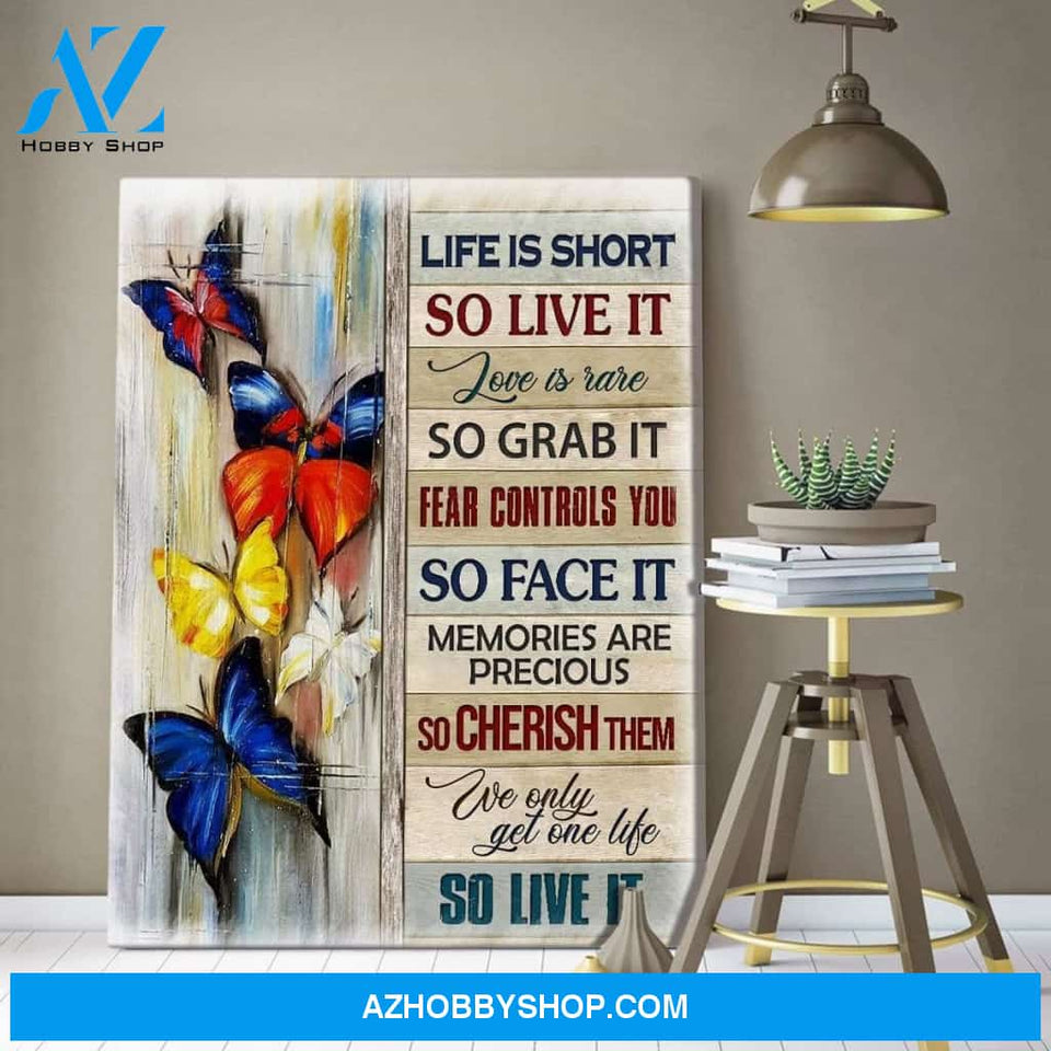Zalooo Life Is Short Butterfly Wall Art Canvas
