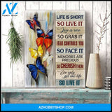Zalooo Life Is Short Butterfly Wall Art Canvas