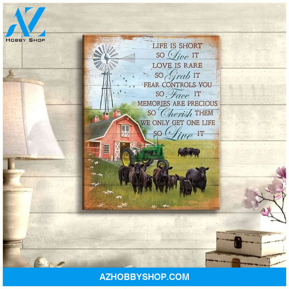 Life Is Short Cow Wall Art Canvas