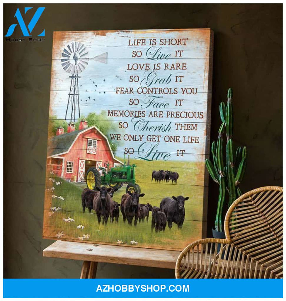 Life Is Short Cow Wall Art Canvas