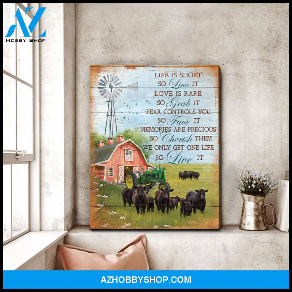 Life Is Short Cow Wall Art Canvas