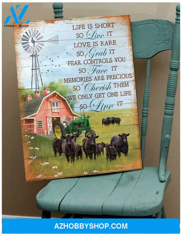 Life Is Short Cow Wall Art Canvas