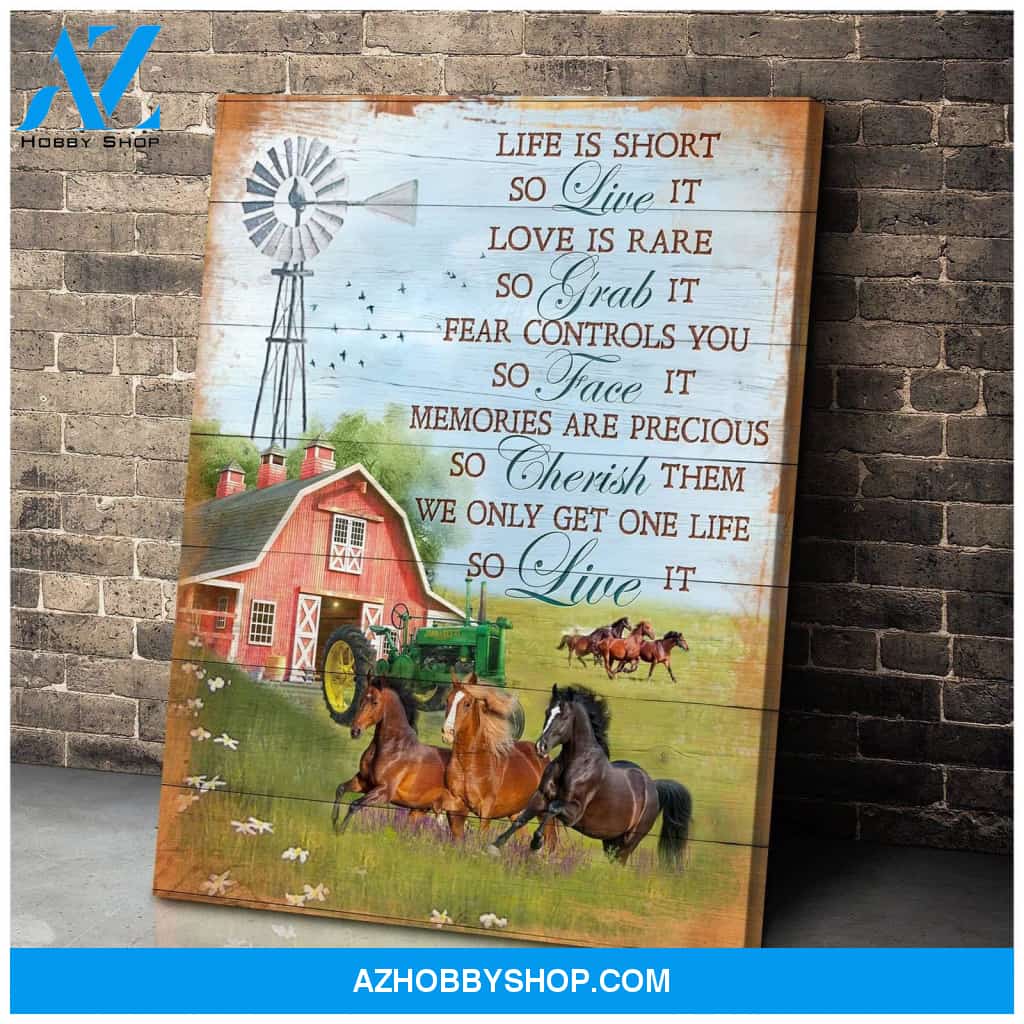 Life Is Short Horse Wall Art Canvas