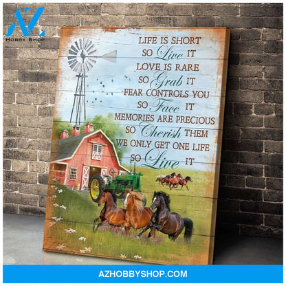 Life Is Short Horse Wall Art Canvas