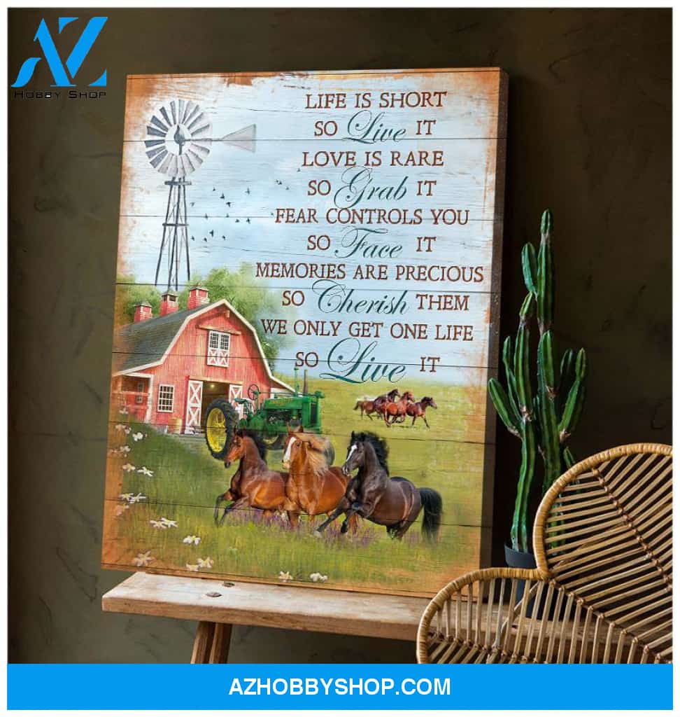 Life Is Short Horse Wall Art Canvas