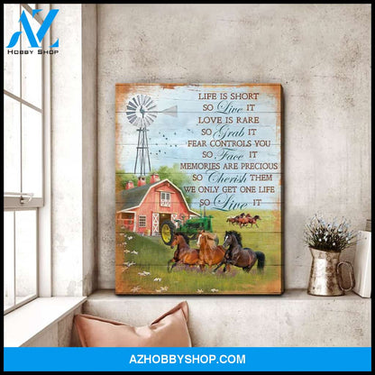 Life Is Short Horse Wall Art Canvas