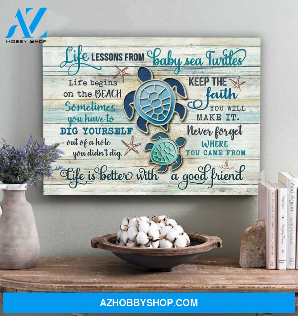 Life lessons from baby sea turtles - Matte Canvas, gift for you, gift for turtle lover, living room wall art, bedroom wall art c75