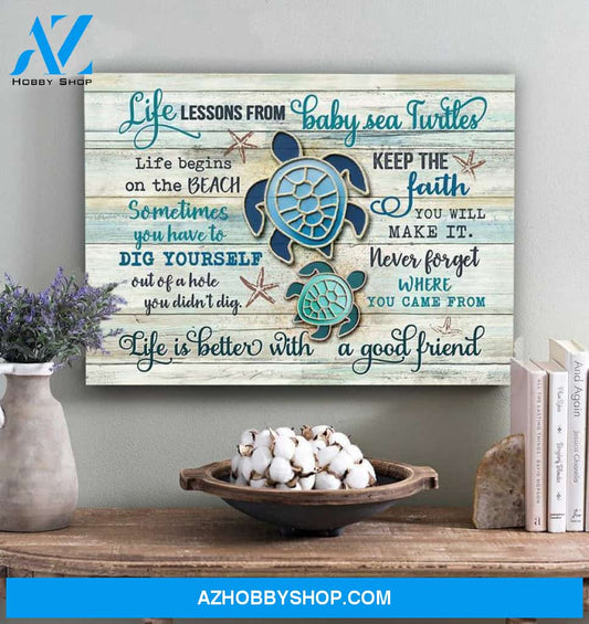 Life lessons from baby sea turtles - Matte Canvas, gift for you, gift for turtle lover, living room wall art, bedroom wall art c75