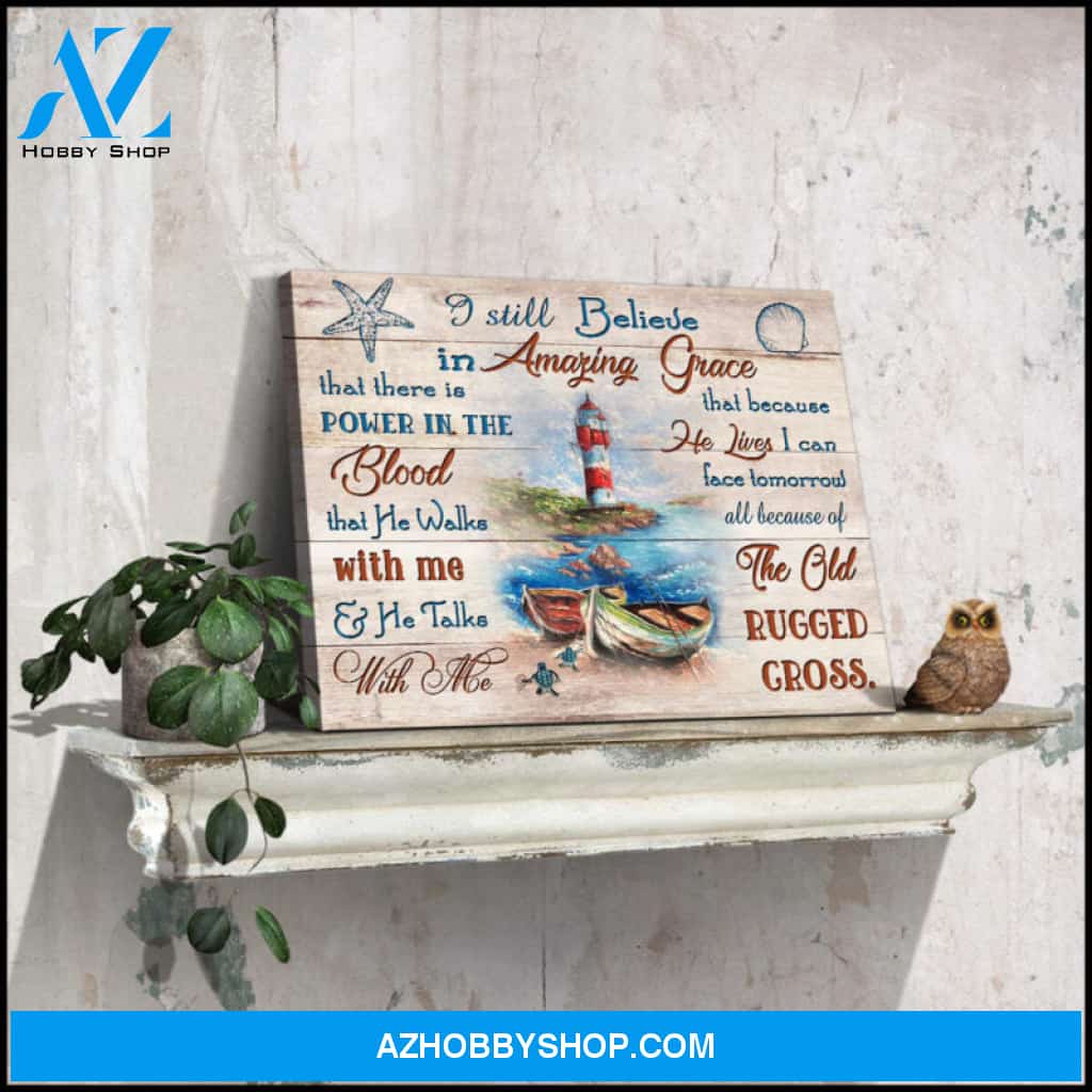 Ohcanvas Lighthouse and Boat Turtles I Still Believe In Amazing Grace Canvas Wall Art Decor