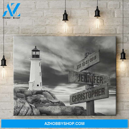 Lighthouse Sunset Names Premium Canvas