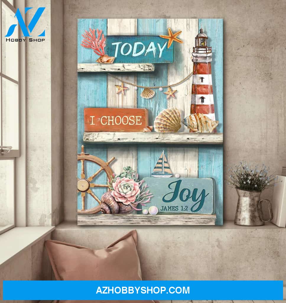 Lighthouse - Today I choose joy - Jesus Portrait Canvas Prints, Wall Art