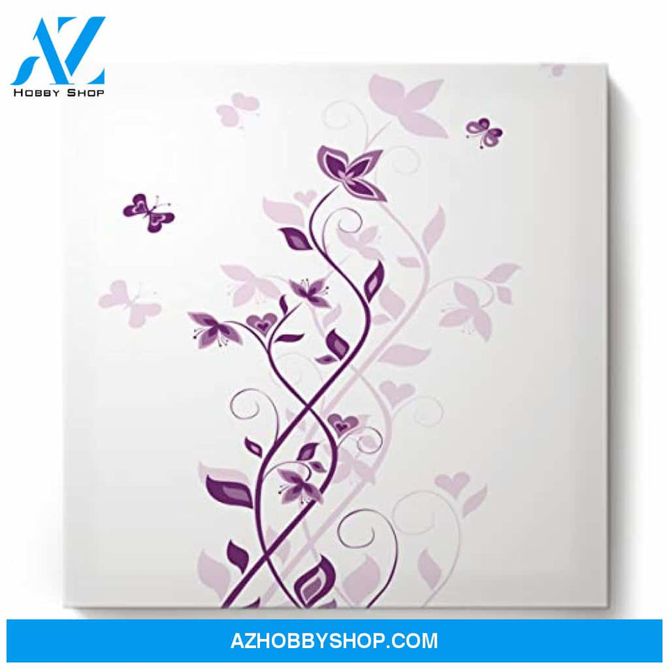 Lilac Flower With Butterfly – Landscape Canvas