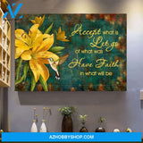 Lily and hummingbird - Accept what is, have faith in what will be Jesus Landscape Canvas Prints, Wall Art