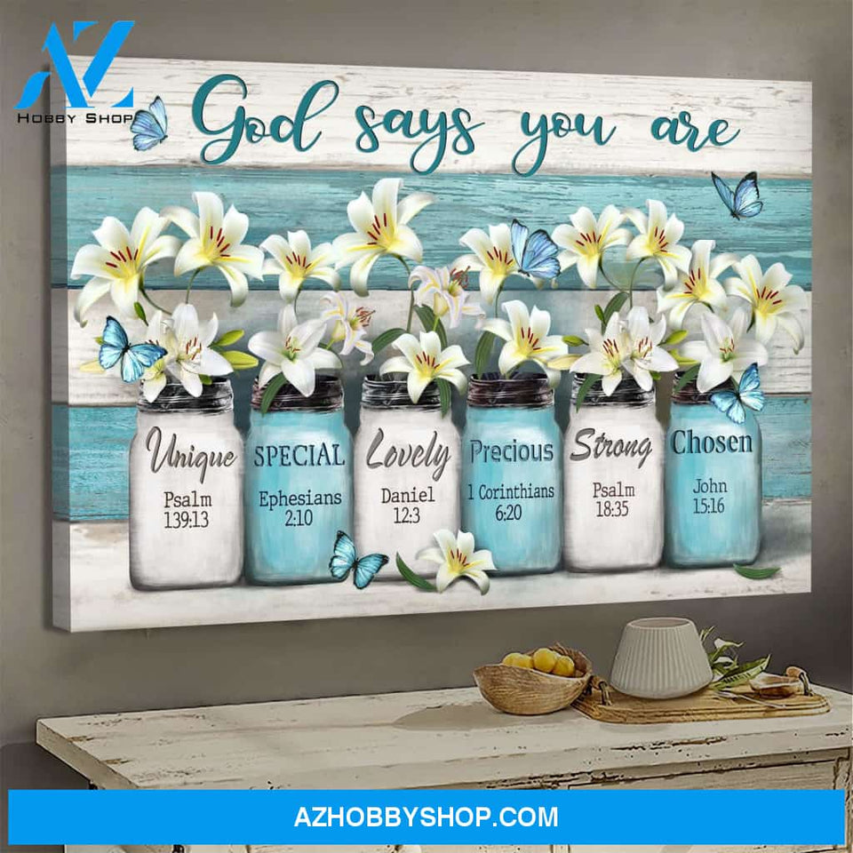 Lily flower - God says you are - Jesus Landscape Canvas Prints, Wall Art