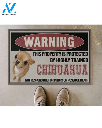 [Limited Edition] Warning this property is protected by highly trained chihuahua doormat