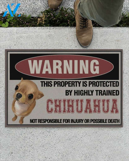 [Limited Edition] Warning this property is protected by highly trained chihuahua doormat