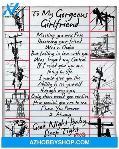 Lineman's Girlfriend Premium Fleece Blanket