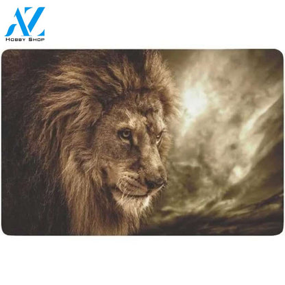 Lion Against Stormy Sky Animal Doormat Indoor and Outdoor Mat Entrance Rug Sweet Home Decor Housewarming Gift Gift for Lion Lovers Wildlife Animals Lovers