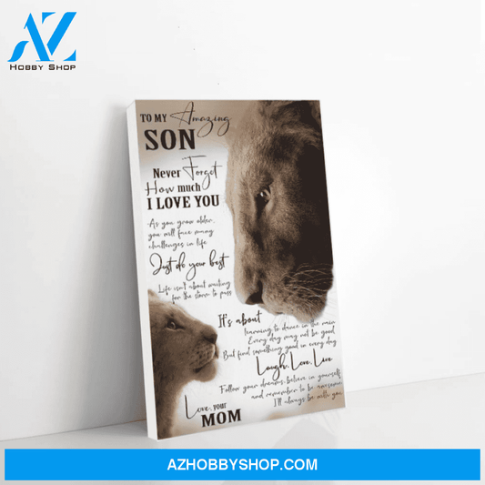 Lion canvas mom to son Never forget that I love you