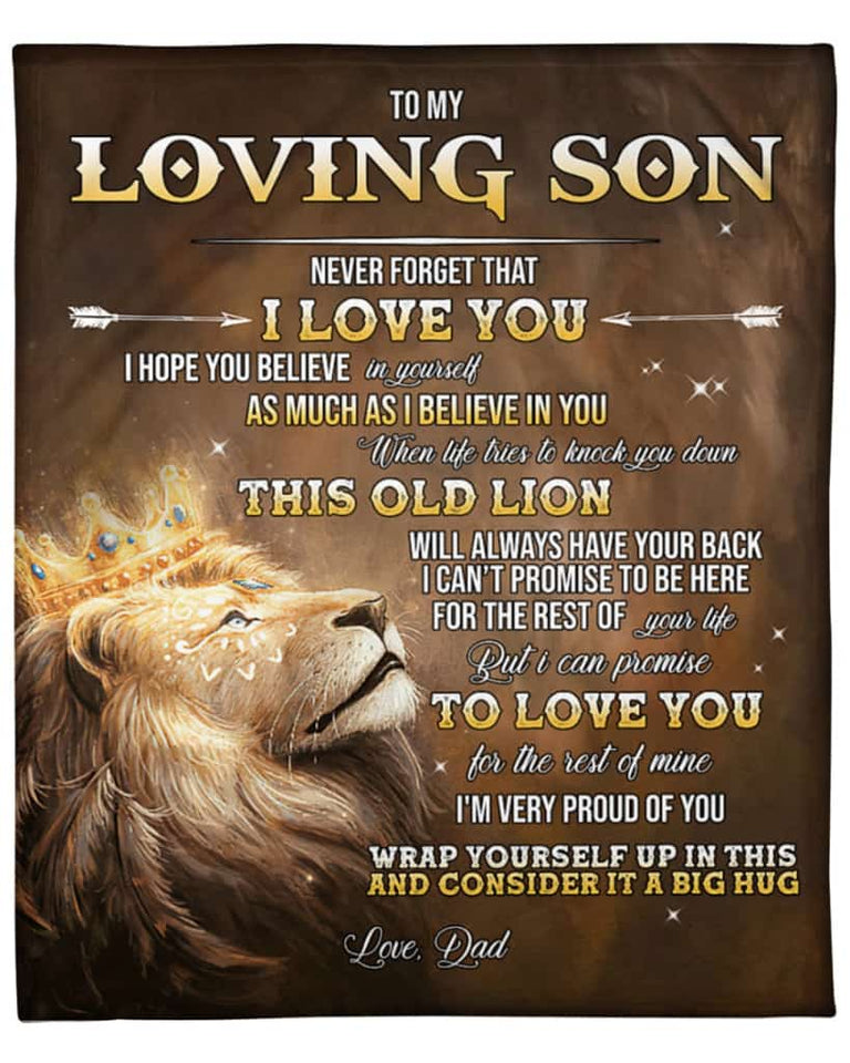 Lion Dad To My Loving Son Never Forget That I Love You Blanket Gift For Son From Dad Birthday Gift Home Decor Bedding Couch Sofa Soft and Comfy Cozy
