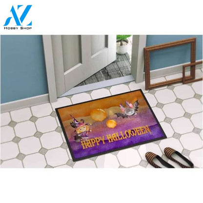 Little Witch and Bat Happy Halloween Doormat Indoor and Outdoor Mat Entrance Rug Funny Home Decor Closing Gift Gift for Friend Idea