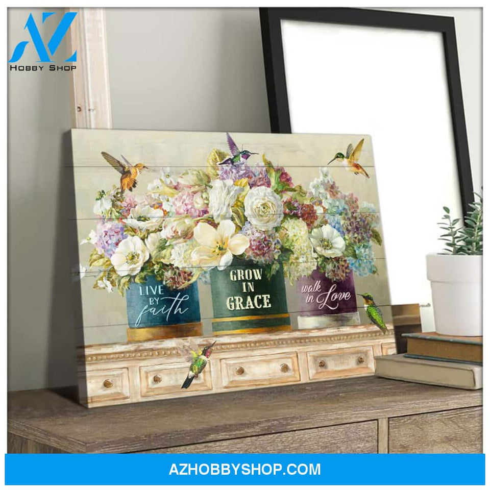 Live by faith 2 Hummingbird Canvas Wall Art Decor