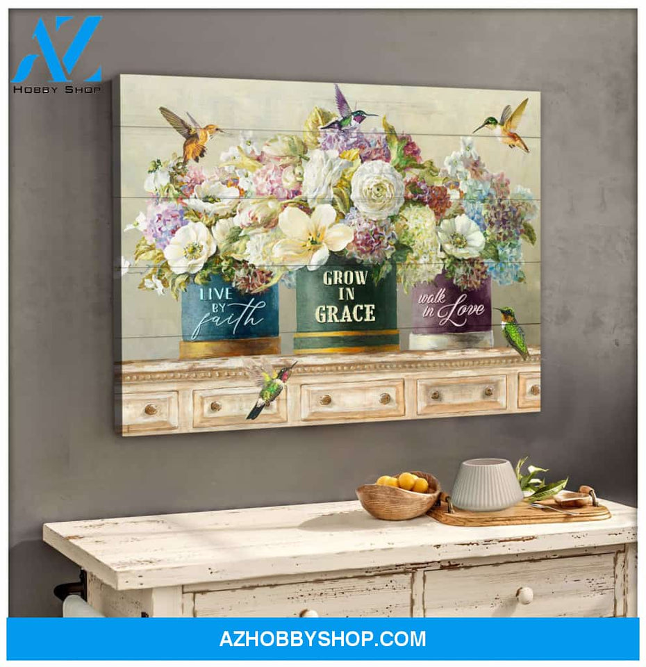 Live by faith 2 Hummingbird Canvas Wall Art Decor