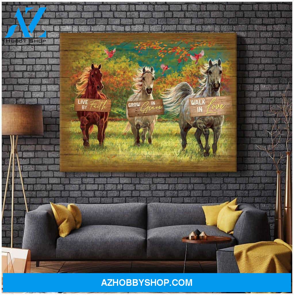 Live By Faith Horse Canvas Wall Art Decor