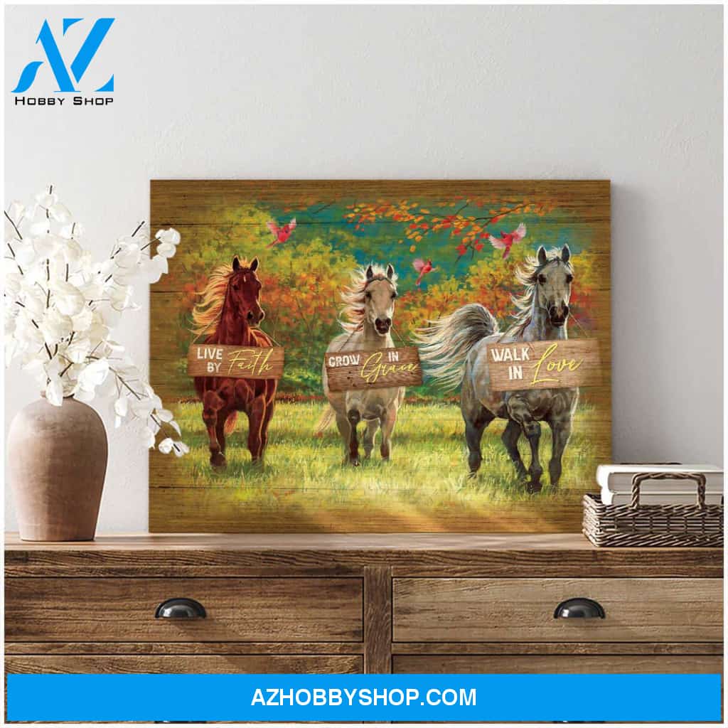 Live By Faith Horse Canvas Wall Art Decor