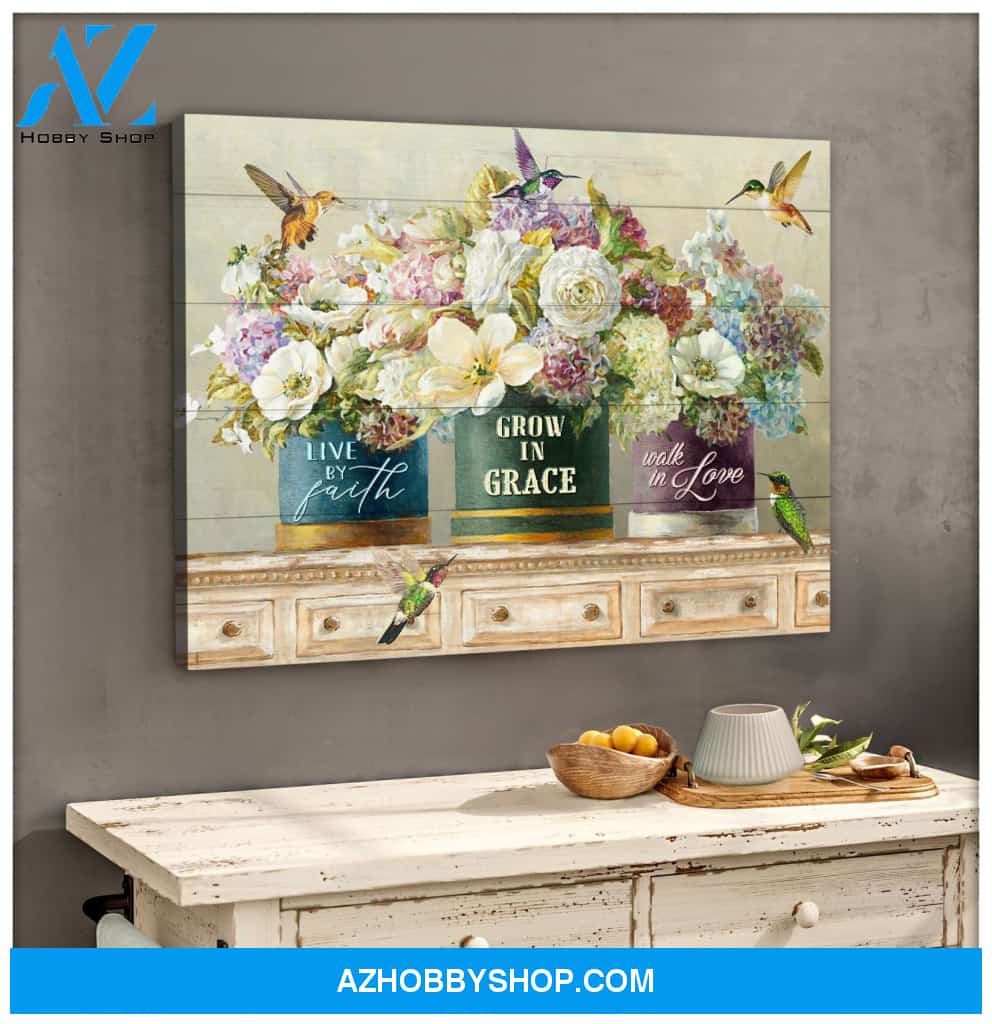 Live By Faith Hummingbird Canvas Wall Art, Wall Decor Visual Art