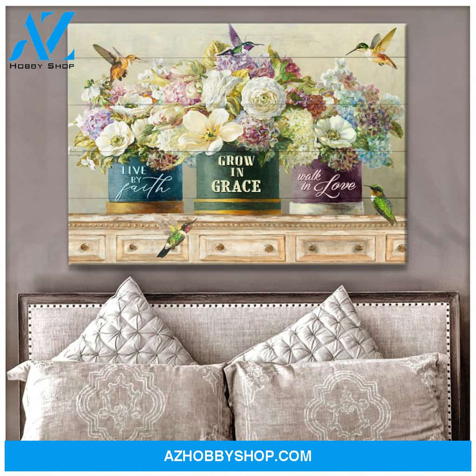 Live By Faith Hummingbird Canvas Wall Art, Wall Decor Visual Art