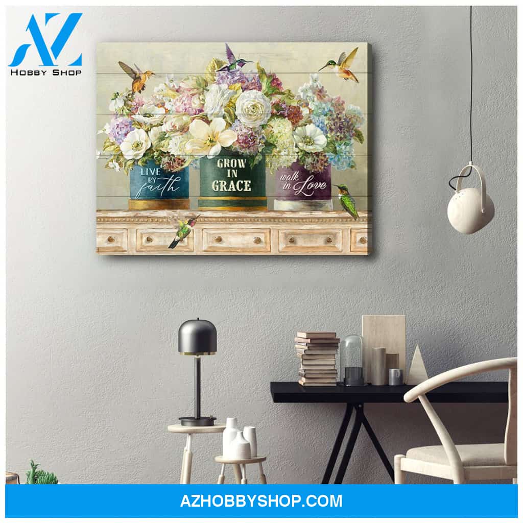 Live By Faith Hummingbird Canvas Wall Art, Wall Decor Visual Art