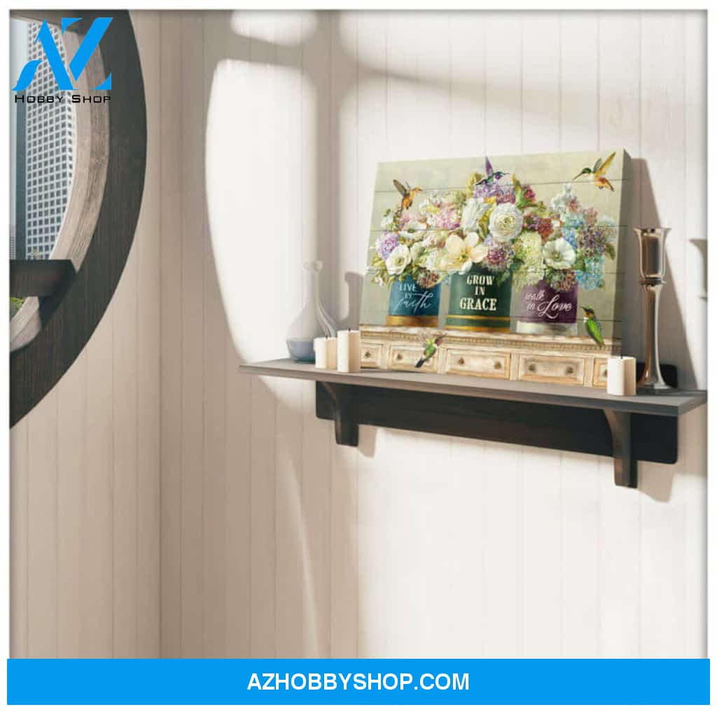 Live by faith Hummingbird Canvas Wall Art Decor, gifts for hummingbird lovers