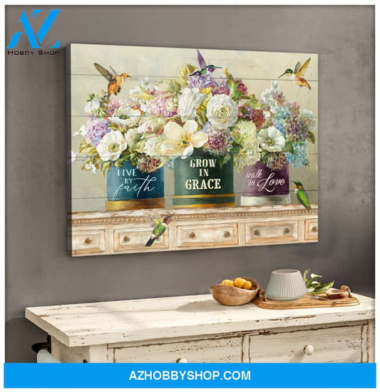 Live By Faith Hummingbird Poster Canvas Wall Decor Visual Art