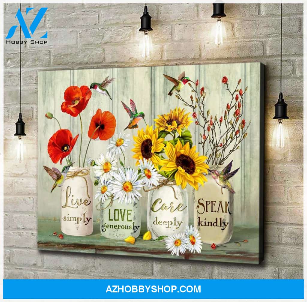 Live Laugh Love Hummingbird Premium Wall Art Canvas