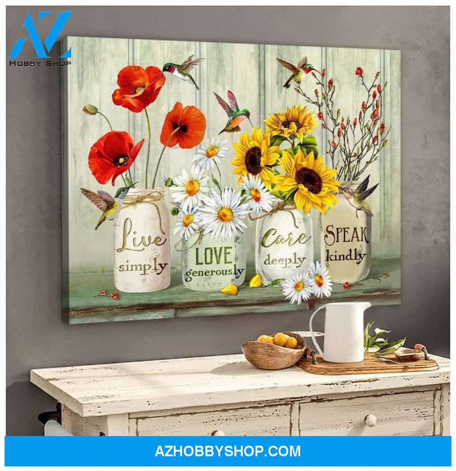 Live Laugh Love Hummingbird Premium Wall Art Canvas