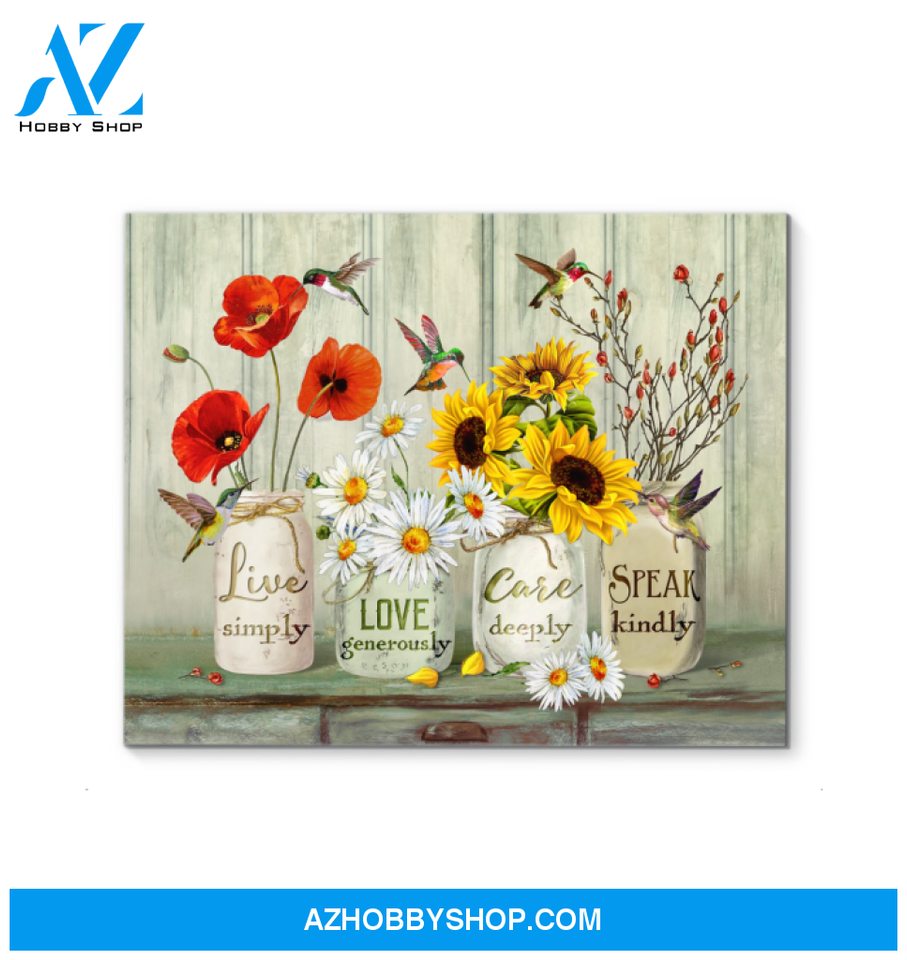 Live Laugh Love Hummingbird Premium Wall Art Canvas