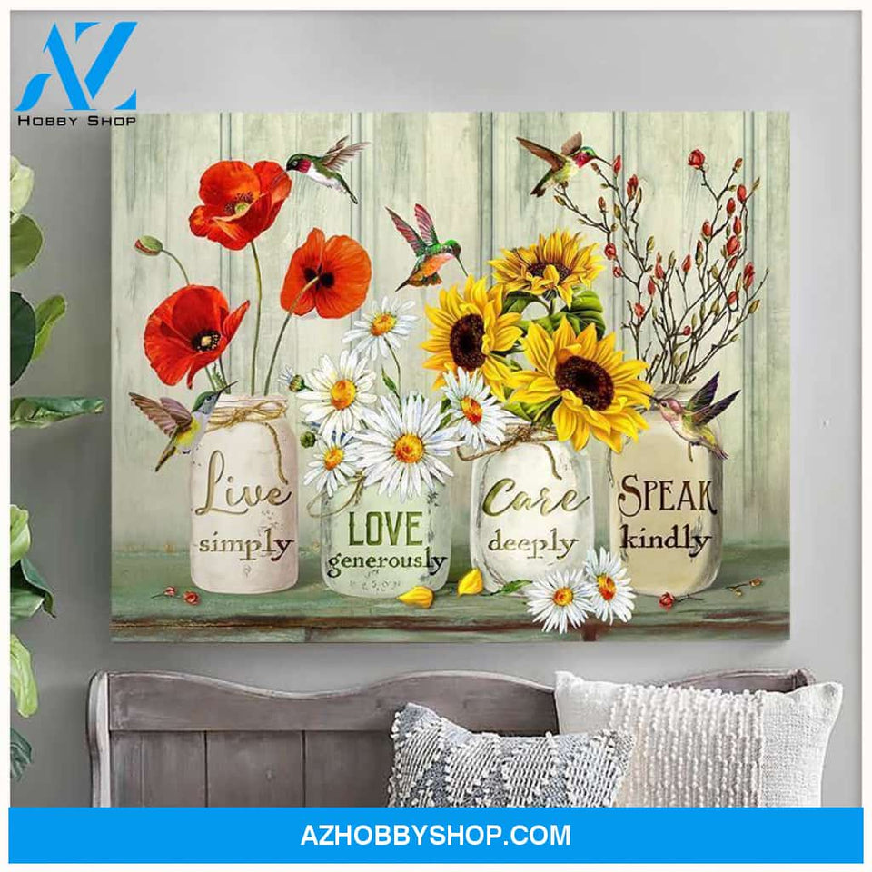 Live Laugh Love Hummingbird Premium Wall Art Canvas