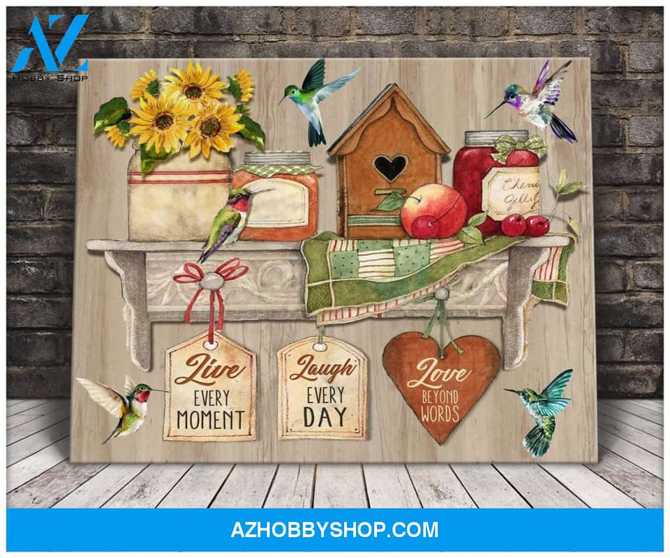 Live Laugh Love Hummingbird Wall Art Canvas
