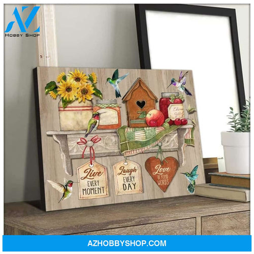 Live Laugh Love Hummingbird Wall Art Canvas