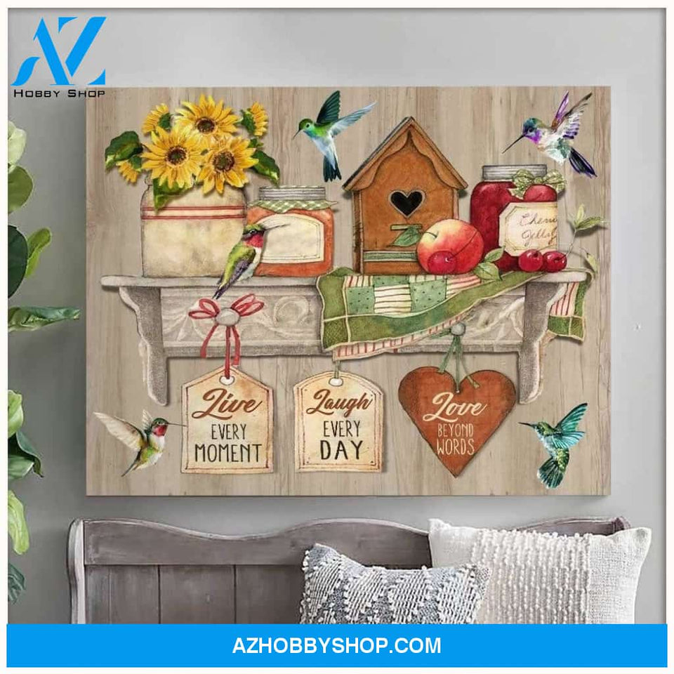 Live Laugh Love Hummingbird Wall Art Canvas