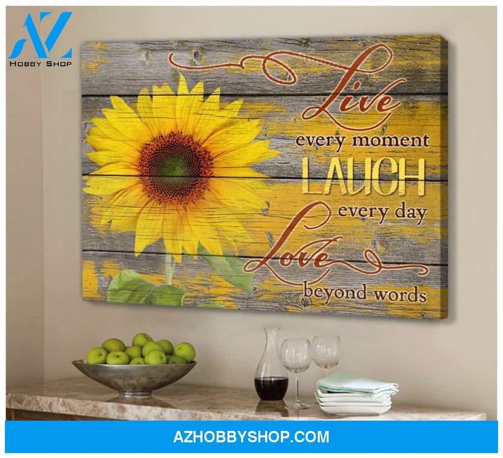 Live Laugh Love Sunflower Wall Art Canvas