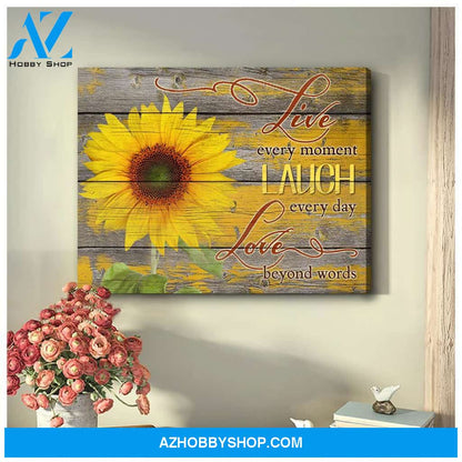 Live Laugh Love Sunflower Wall Art Canvas
