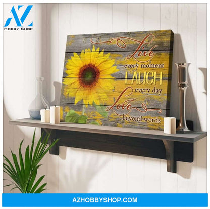 Live Laugh Love Sunflower Wall Art Canvas