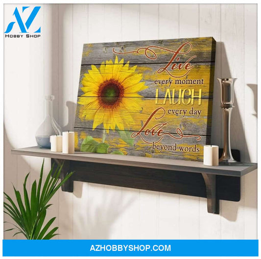 Live Laugh Love Sunflower Wall Art Canvas