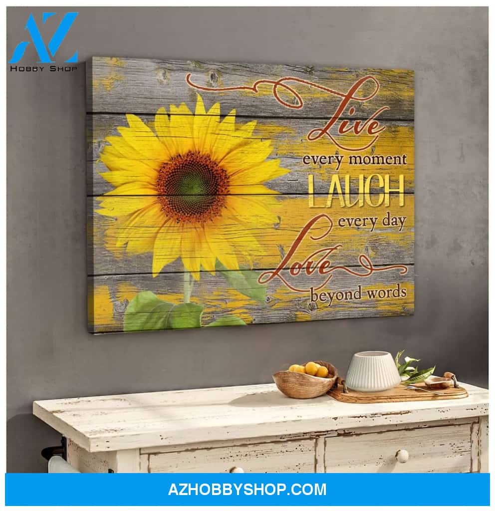 Live Laugh Love Sunflower Wall Art Canvas