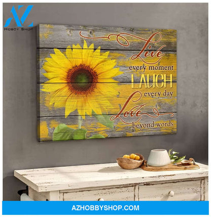Live Laugh Love Sunflower Wall Art Canvas