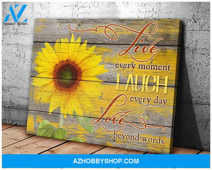 Live Laugh Love Sunflower Wall Art Canvas
