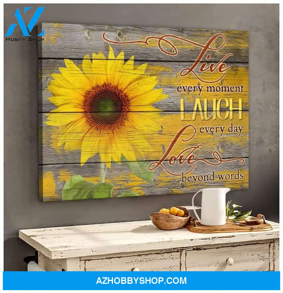 Live Laugh Love Sunflower Wall Art Canvas